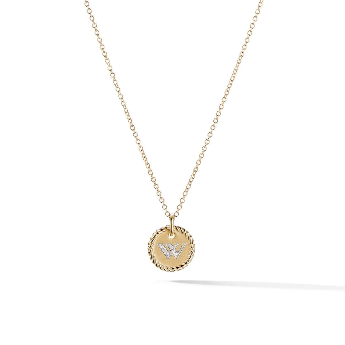 DAVID YURMAN Initial Charm Necklace in 18K Yellow Gold with Diamond W