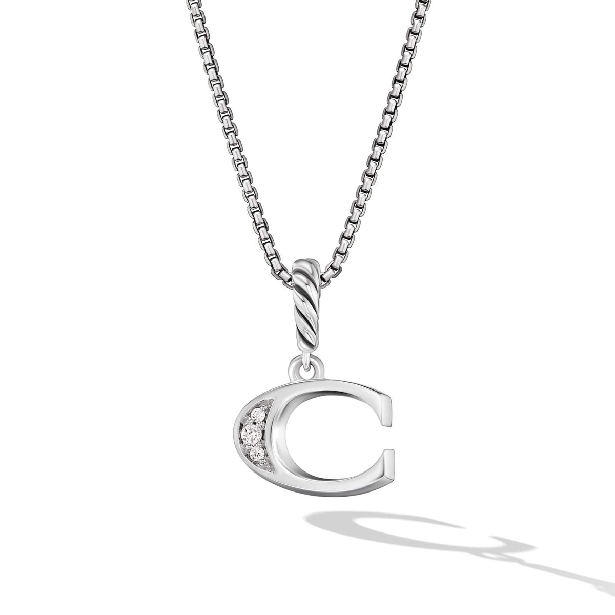 DAVID YURMAN Pavé Initial Pendant Necklace in Sterling Silver with Diamond C