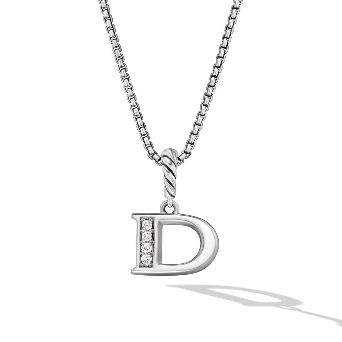 DAVID YURMAN Pavé Initial Pendant Necklace in Sterling Silver with Diamond D