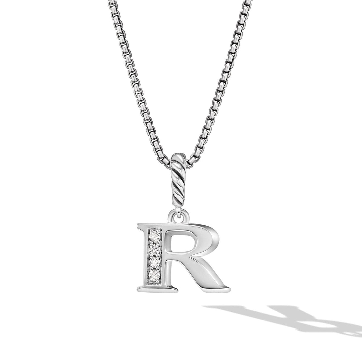 DAVID YURMAN Pavé Initial Pendant Necklace in Sterling Silver with Diamond R