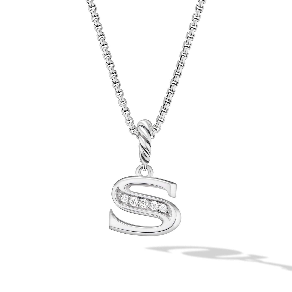 DAVID YURMAN Pavé Initial Pendant Necklace in Sterling Silver with Diamond S