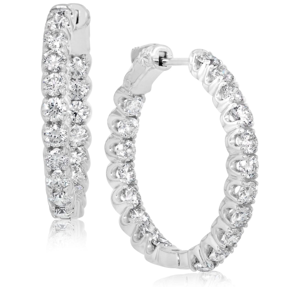 3 Carat Diamond Inside Outside Hoop Earrings