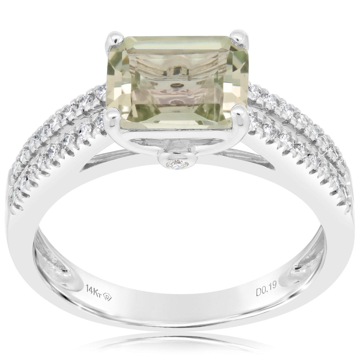 Green Amethyst & Diamond Ring
