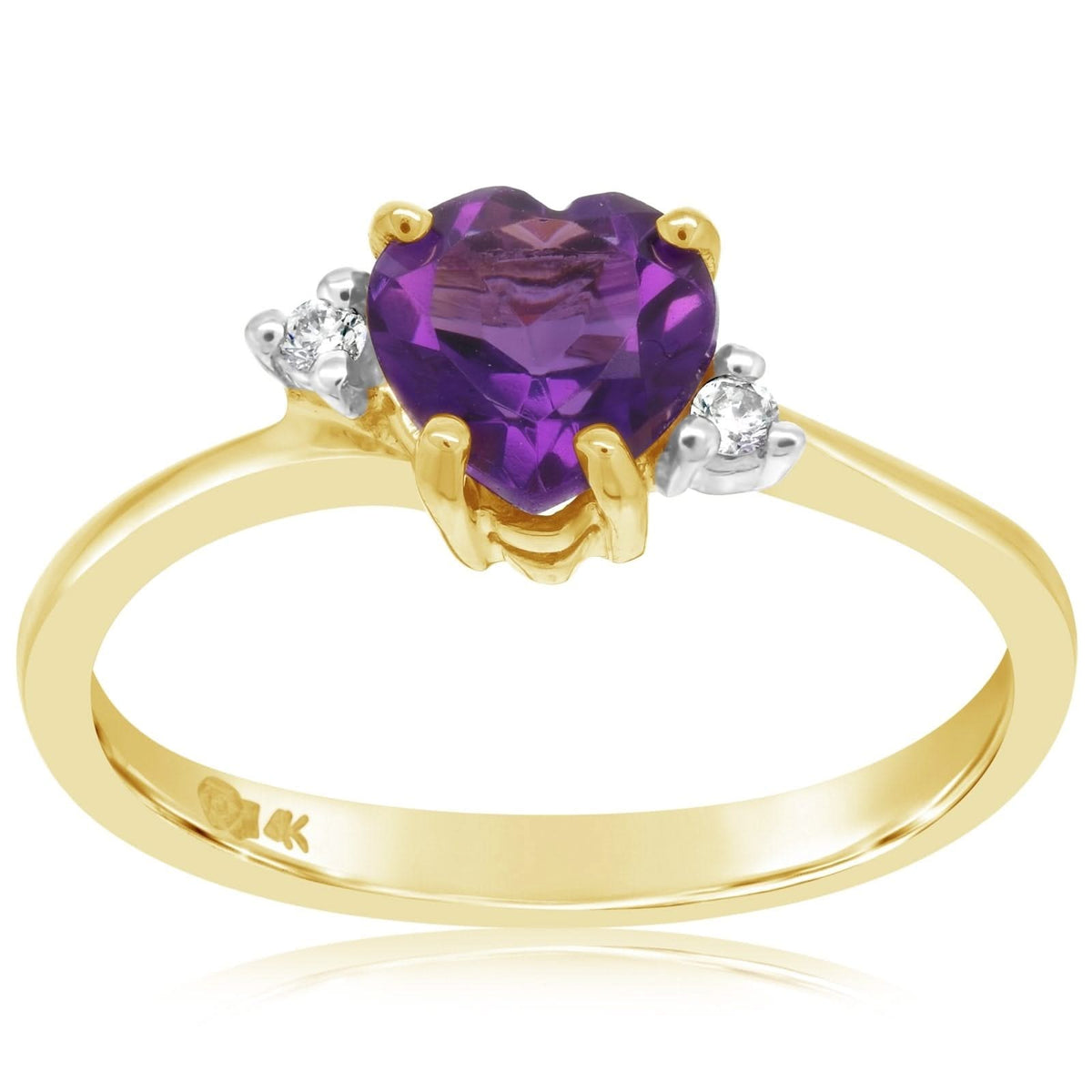 Heart Shape Amethyst & Diamond Ring