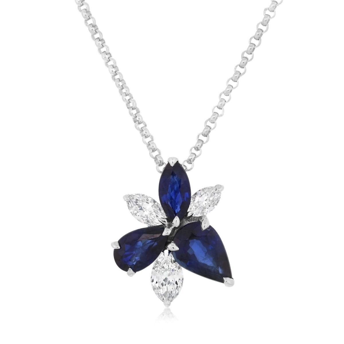 Sapphire & Diamond Cluster Necklace
