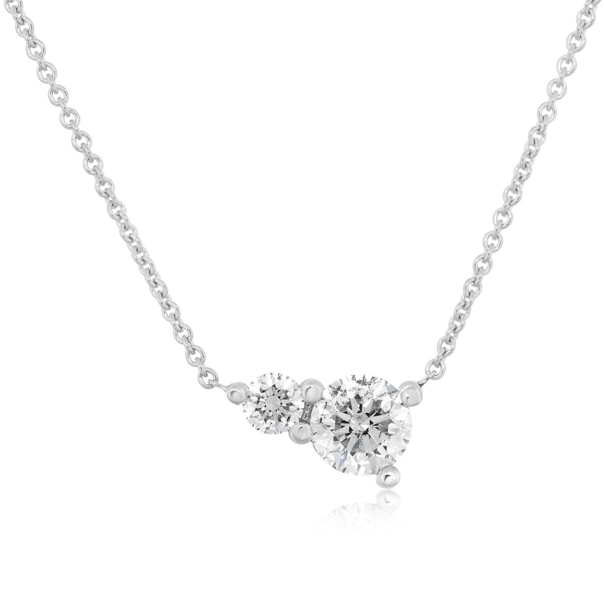 Asymmetrical Diamond Pendant Necklace