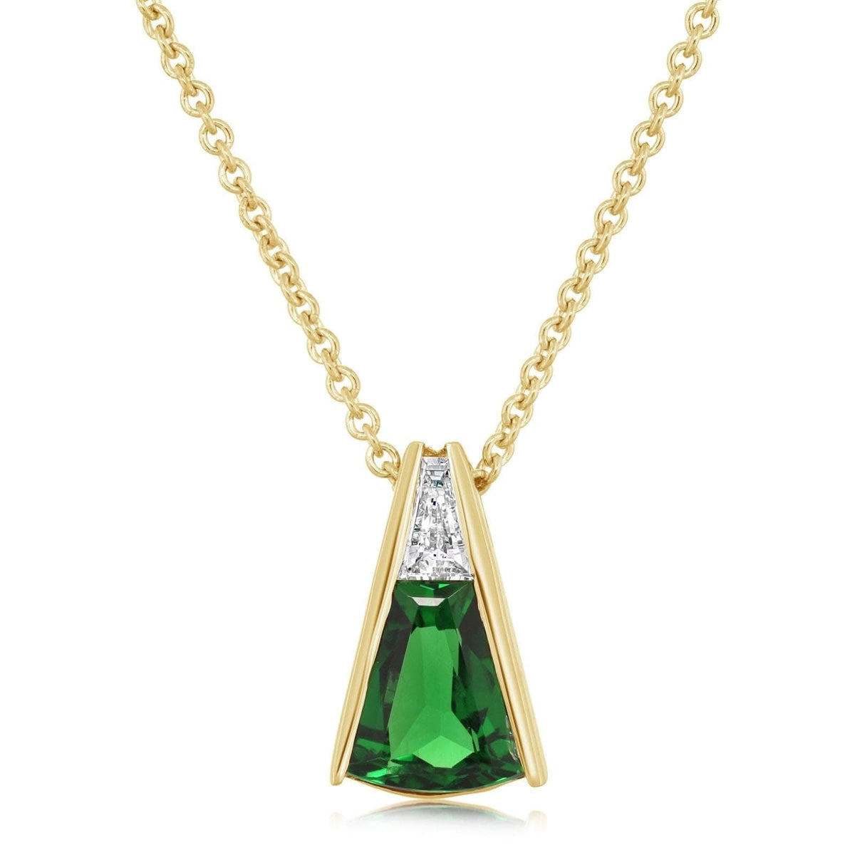 Green Tourmaline & Diamond Pendant Necklace