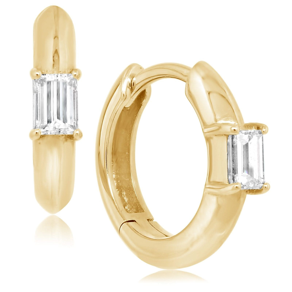 Baguette Diamond Huggie Hoops