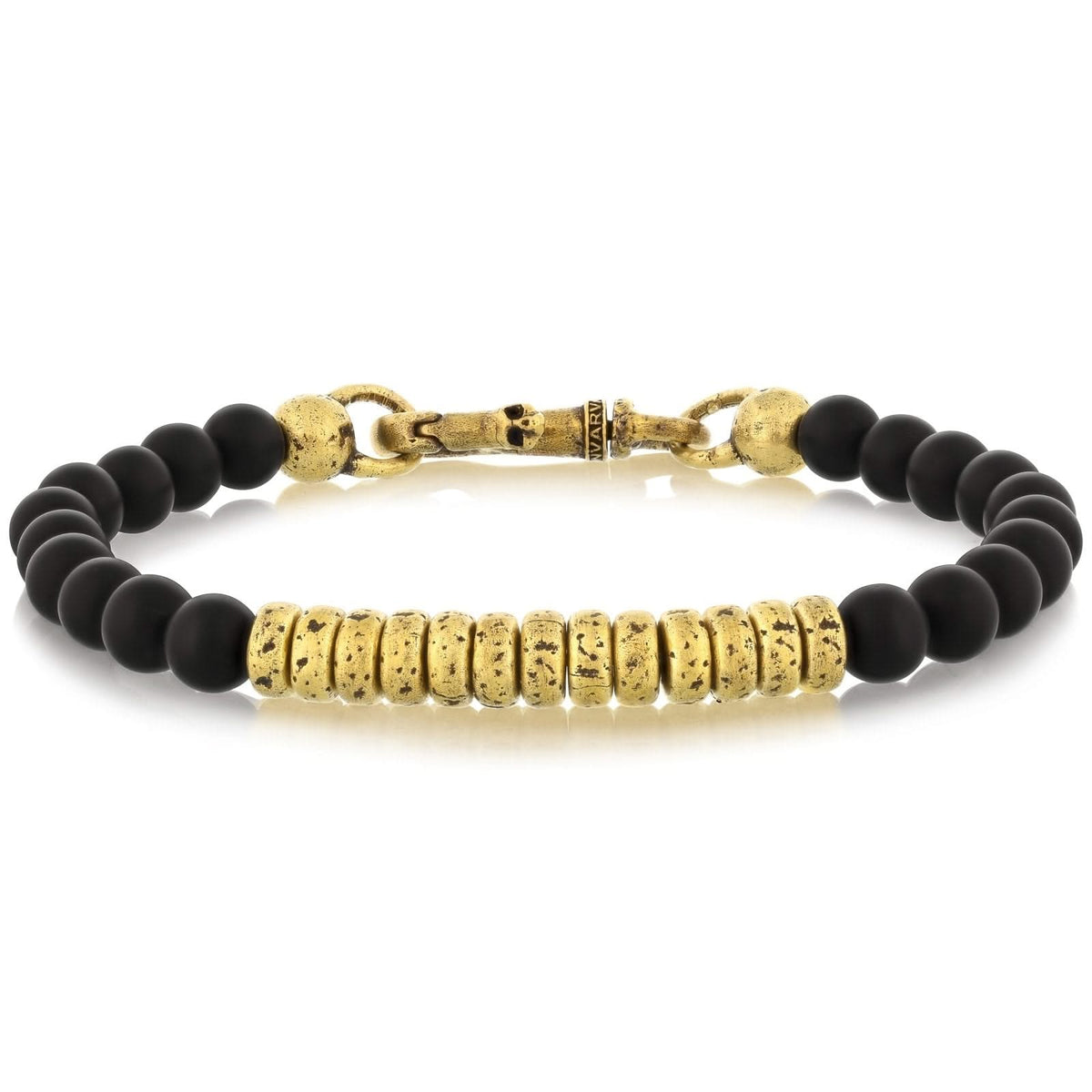 JOHN VARVATOS Onyx & Brass Beaded Bracelet