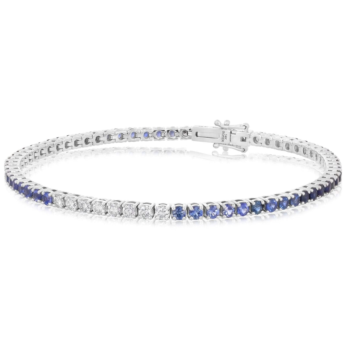 Blue Sapphire & Diamond Ombre Tennis Bracelet