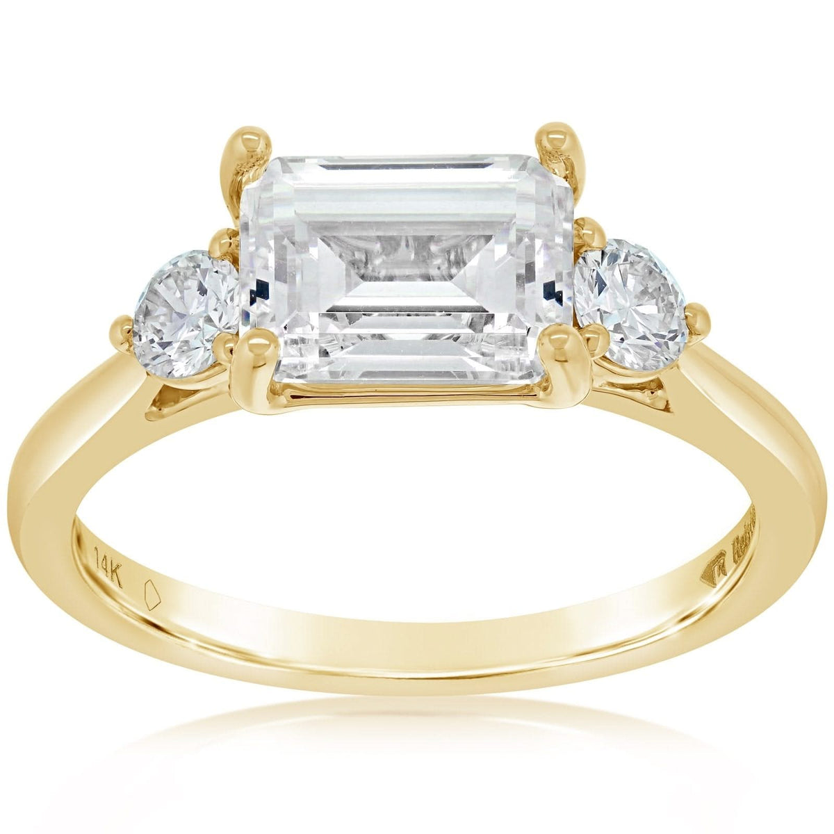 East-West Emerald 3 Stone Engagement Setting