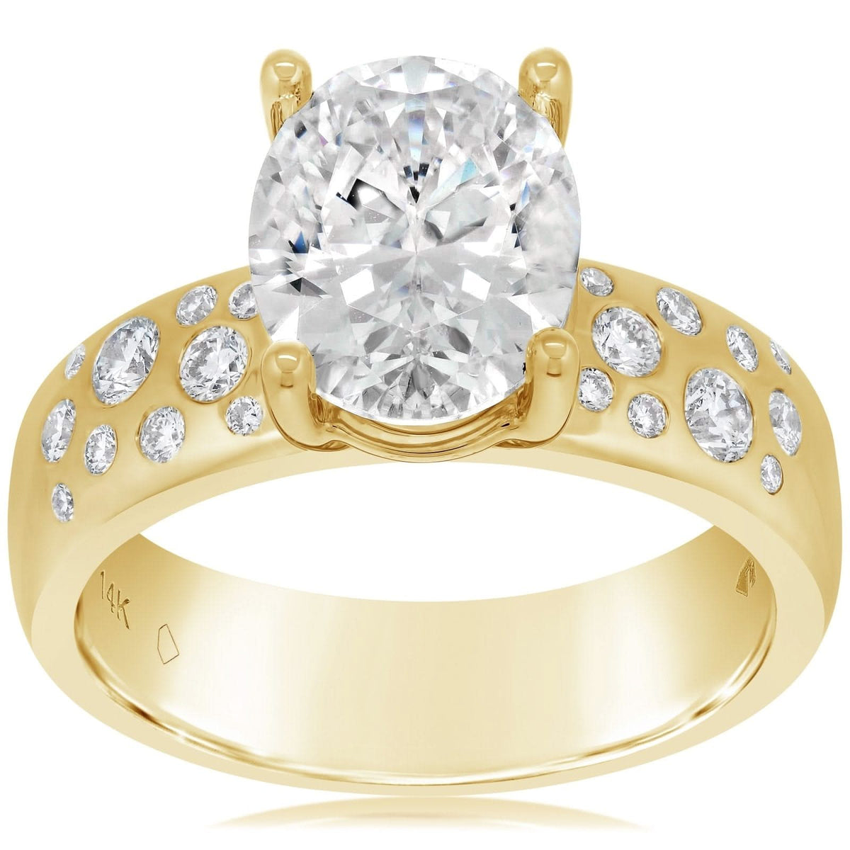 Wide Scattered Diamond Engagement Ring Setting