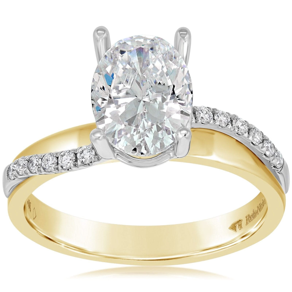 Two Tone Crossover Diamond Engagement Ring Setting