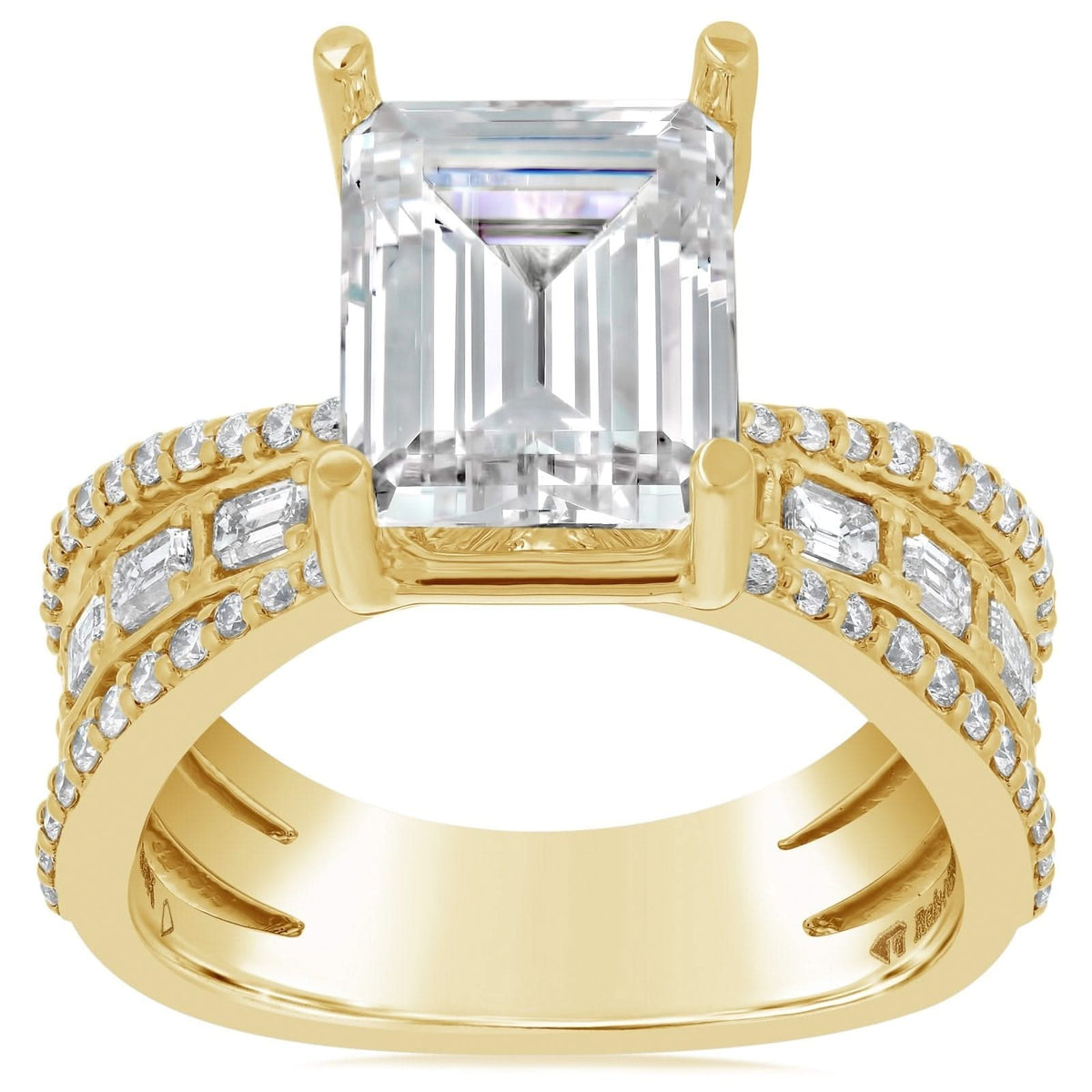 Three Row Split Shank Diamond Engagement Ring Setting