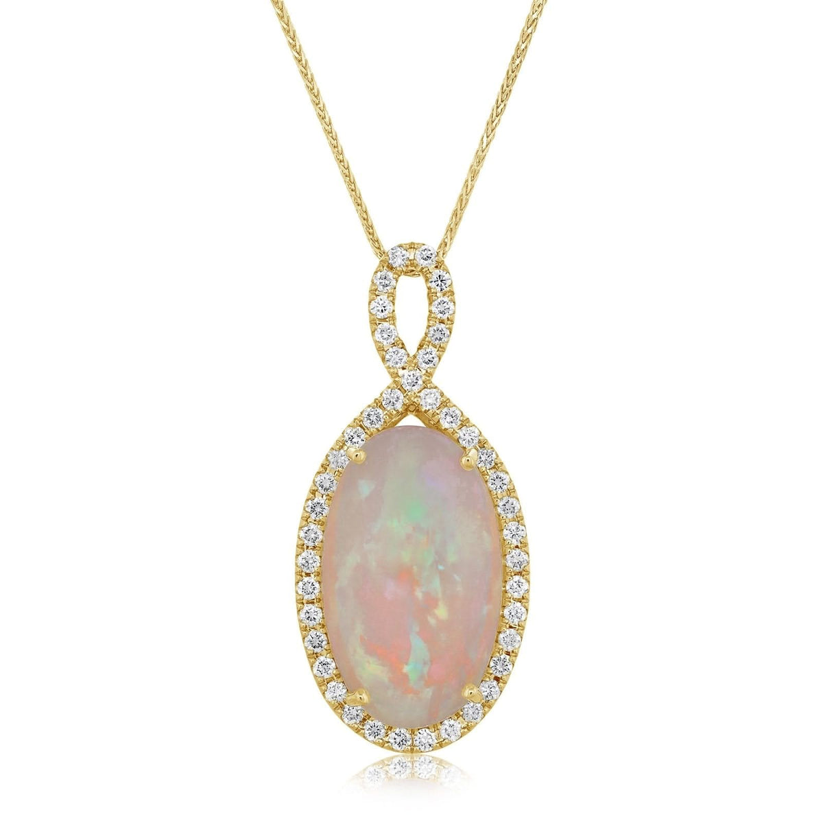 Ethiopian Opal & Diamond Pendant Necklace