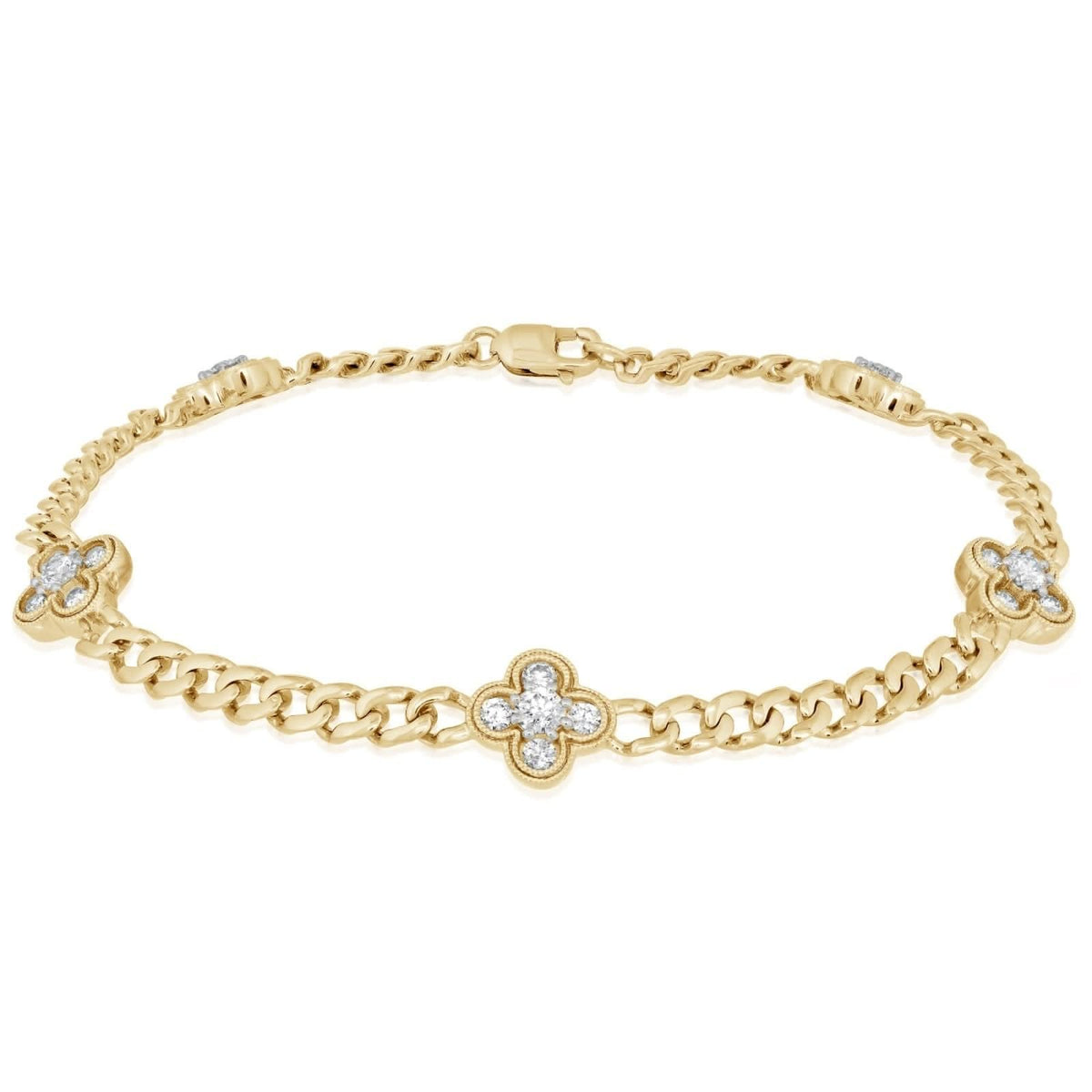 Diamond Quatrefoil Bezel Station Bracelet