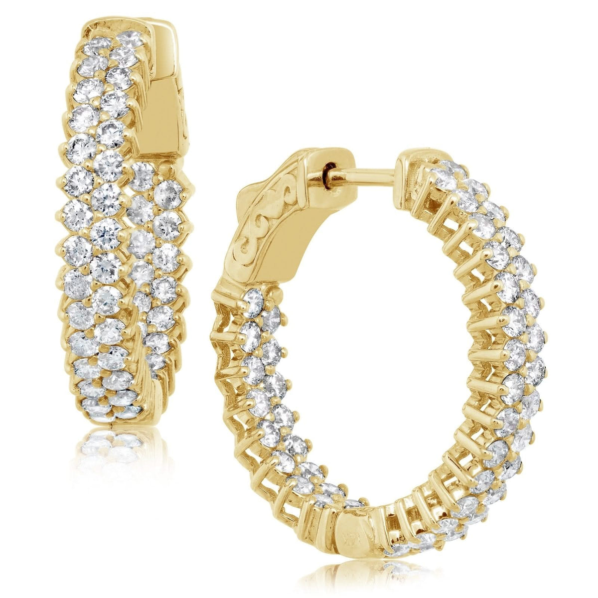 Double Row Diamond Hoop Earrings