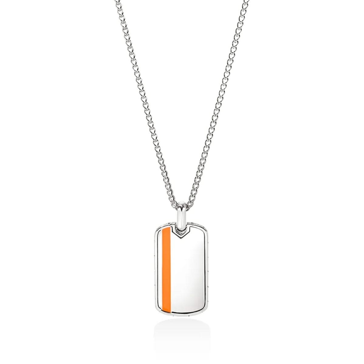 JOHN HARDY Orange Enamel ID Tag Necklace
