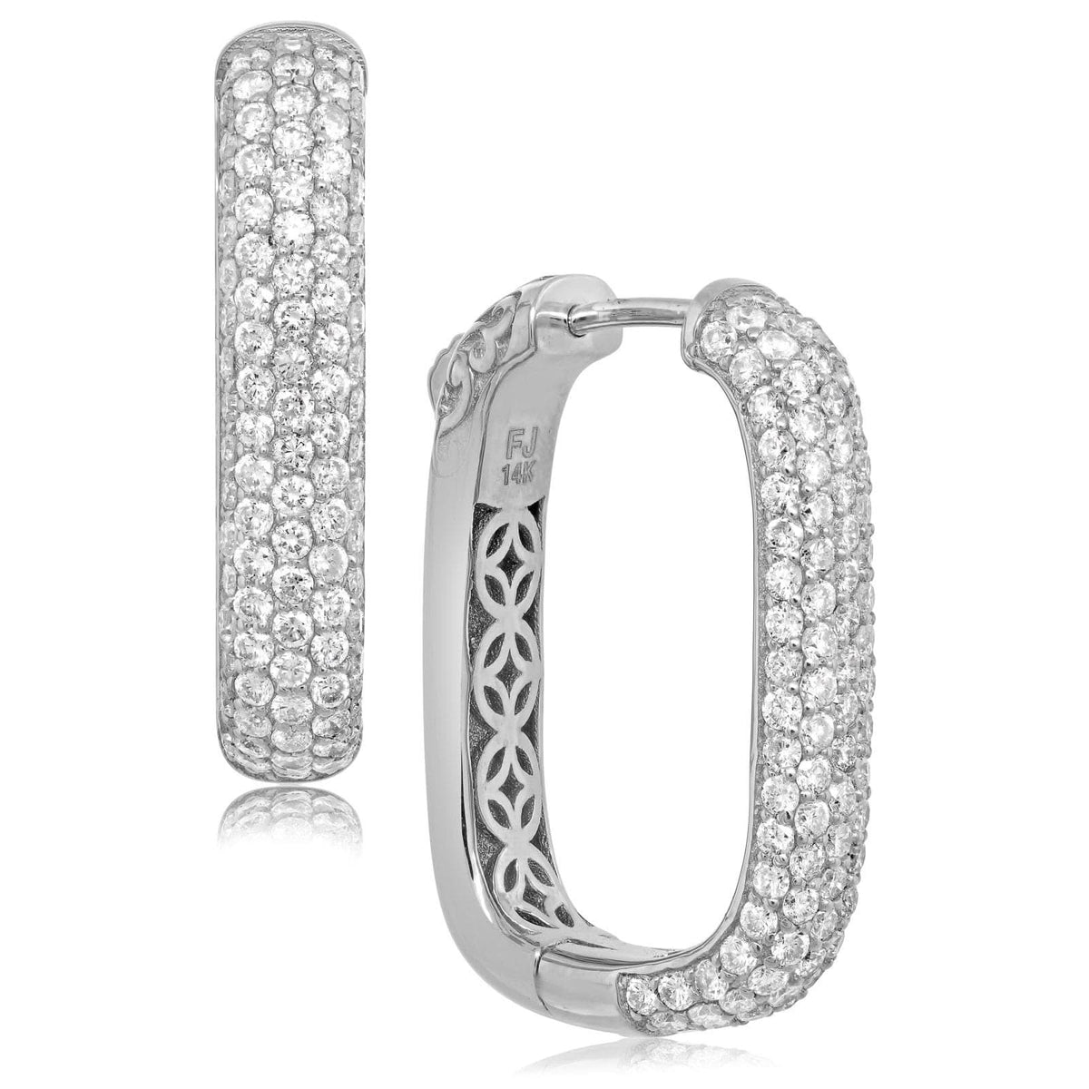 2 Carat Rectangle Pave Hoop Earrings