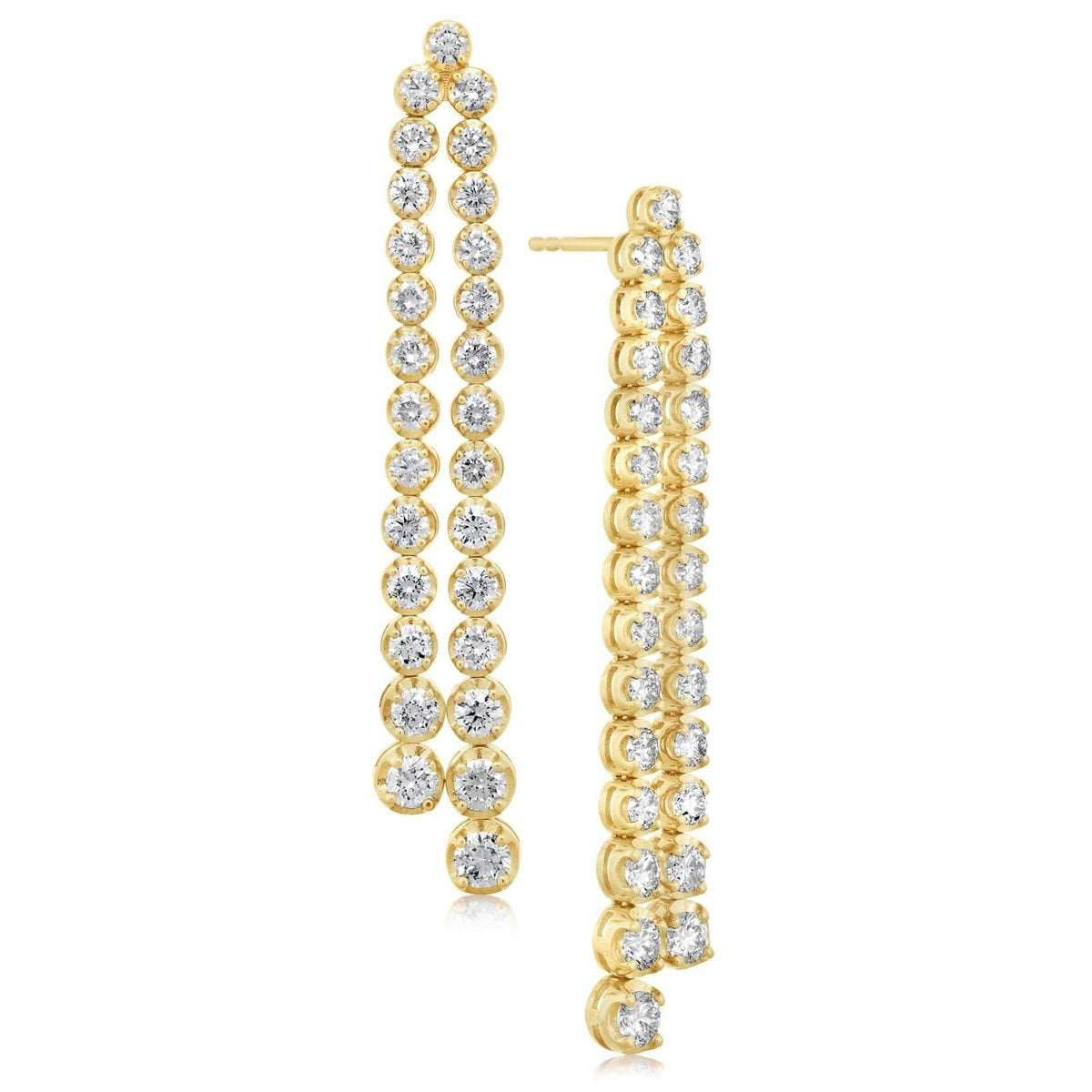 4 Carat Graduated Diamond Double Drop Earrings