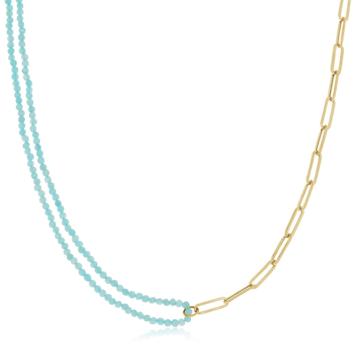 Blue Amazonite & Paper Clip Necklace