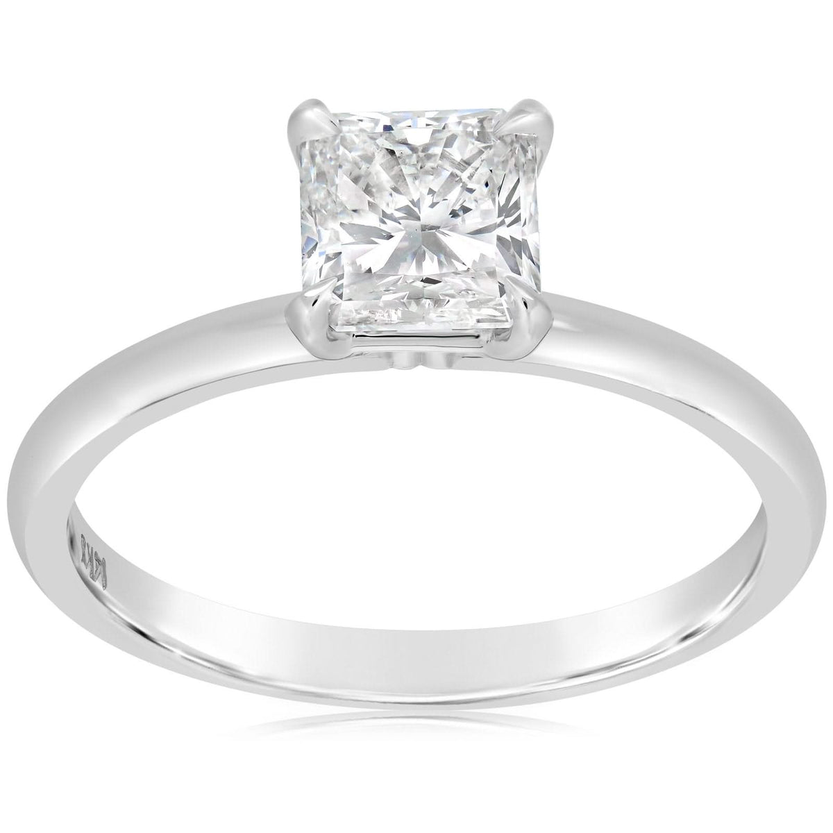 Complete 1.03 Carat Square Brilliant Cut Solitaire Engagement Ring