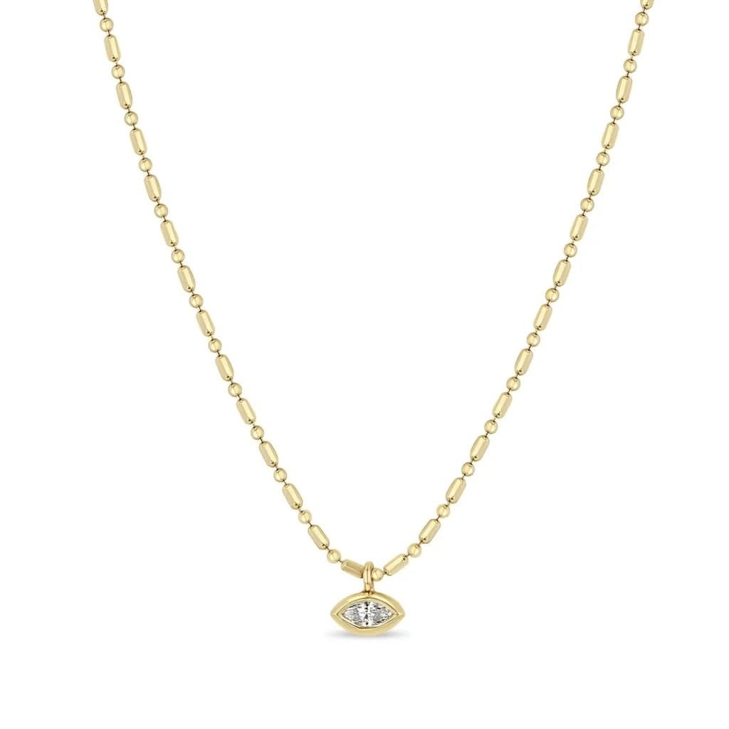 ZOE CHICCO Bezel Marquise Diamond Pendant