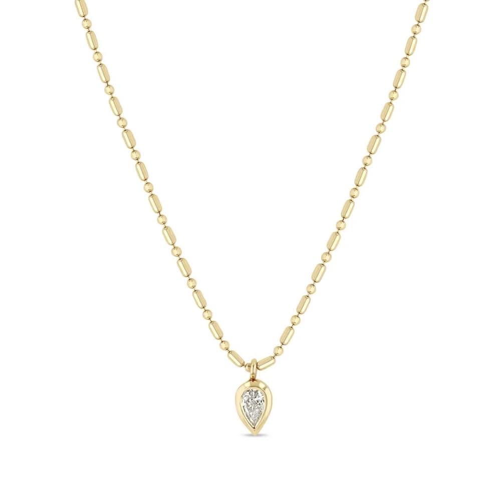 ZOE CHICCO Bezel Pear Diamond Pendant