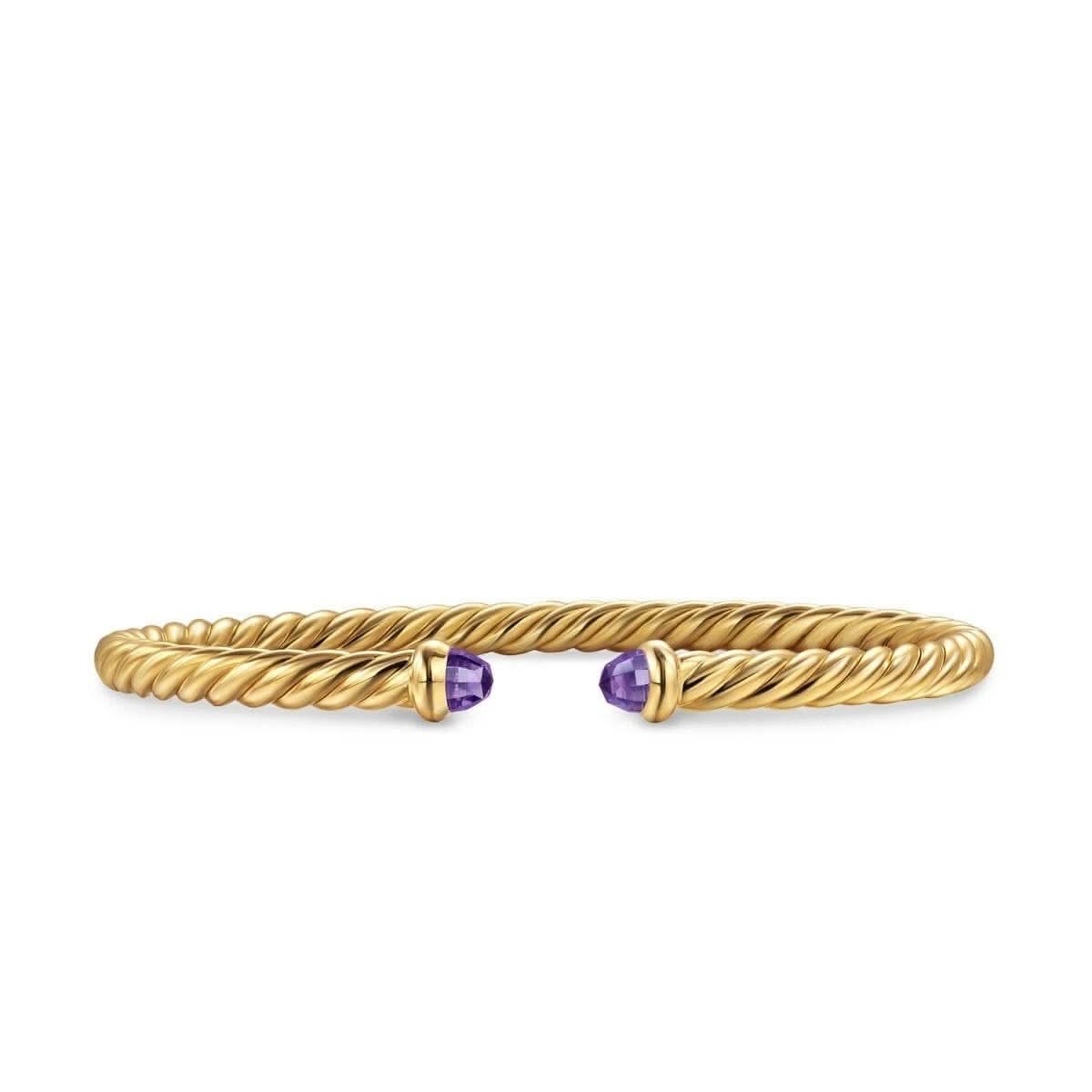 DAVID YURMAN Cablespira Flex® Bracelet in 18K Yellow Gold with Blue Topaz, 4mm