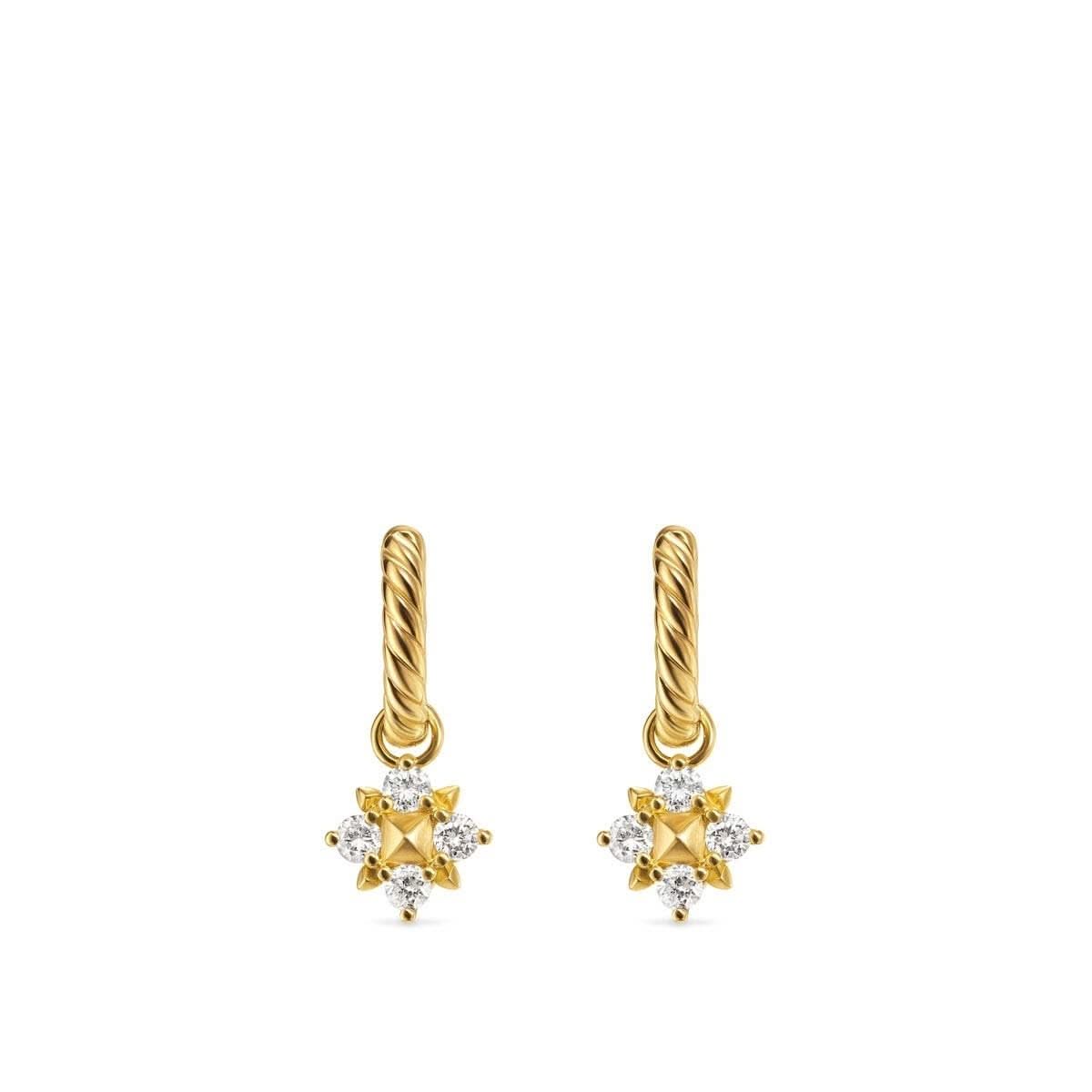 DAVID YURMAN Petite Modern Renaissance Pyramid Drop Earrings in 18K Yellow Gold with Diamonds, 18.8mm