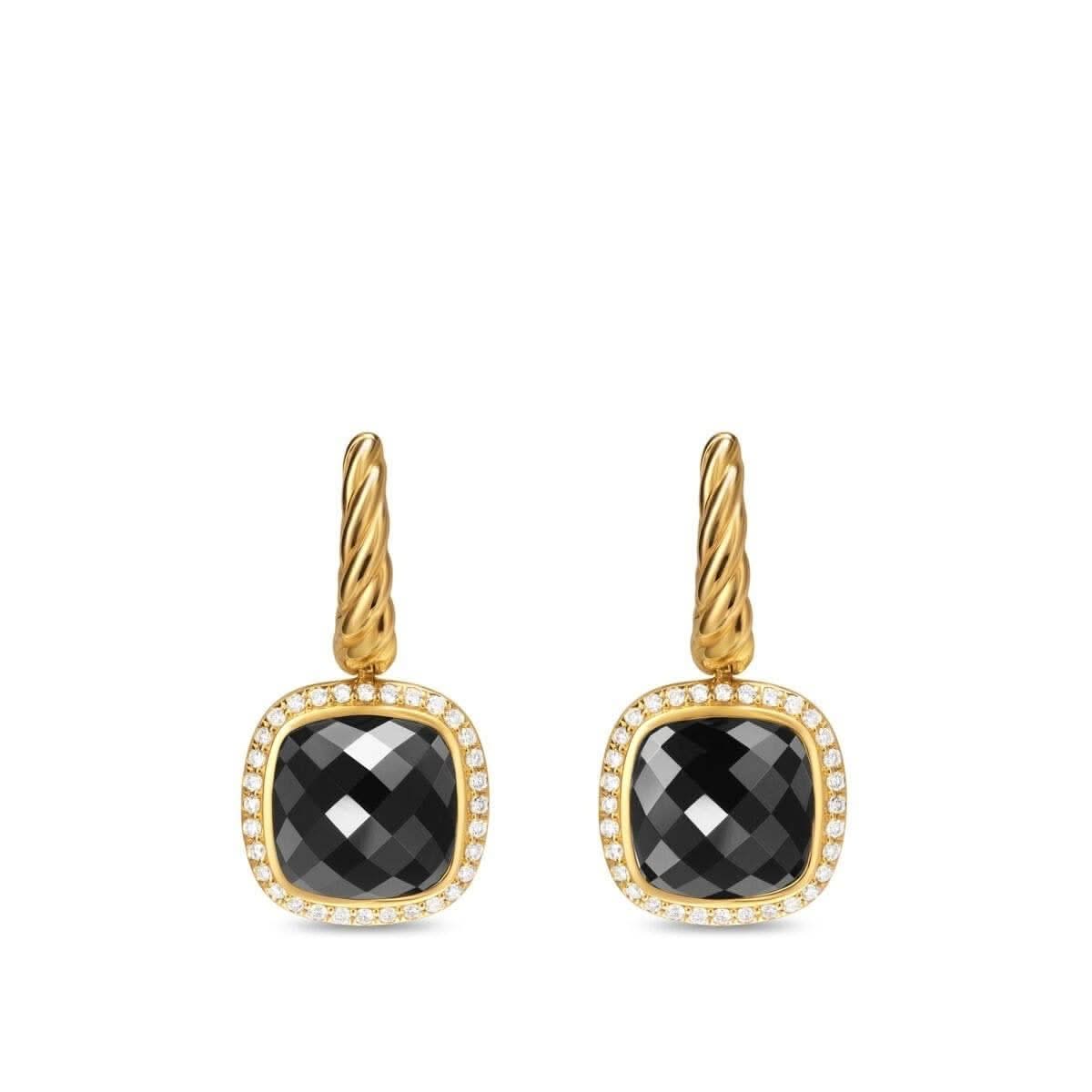 DAVID YURMAN Albion® Drop Earrings in 18K Yellow Gold with Black Onyx and Diamonds, 10mm