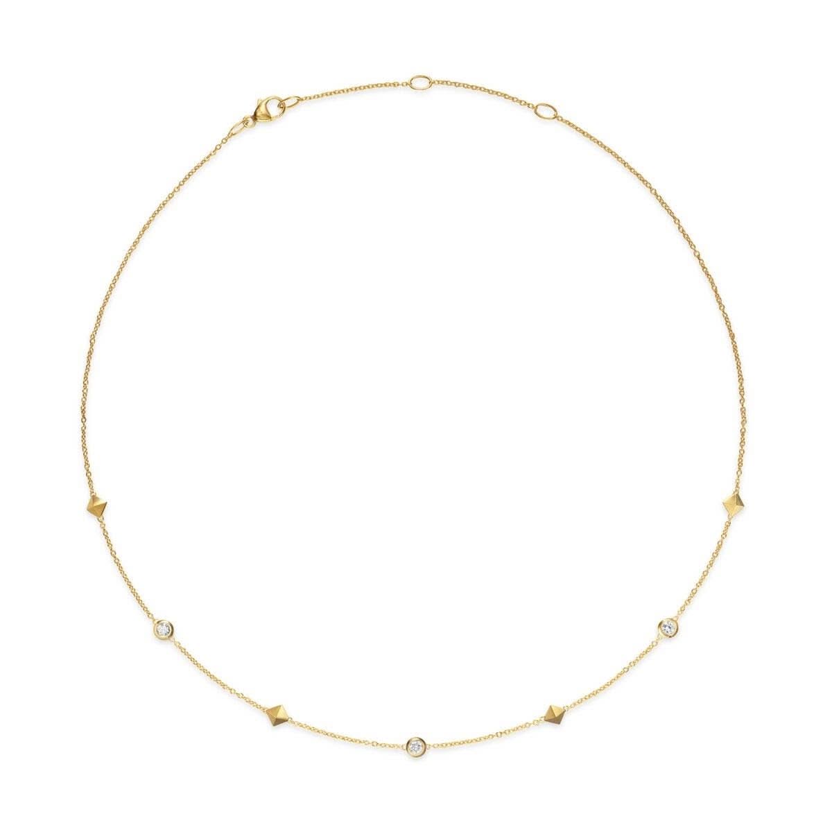 DAVID YURMAN Petite Modern Renaissance Station Necklace in 18K Yellow Gold with Diamonds, 4.6mm