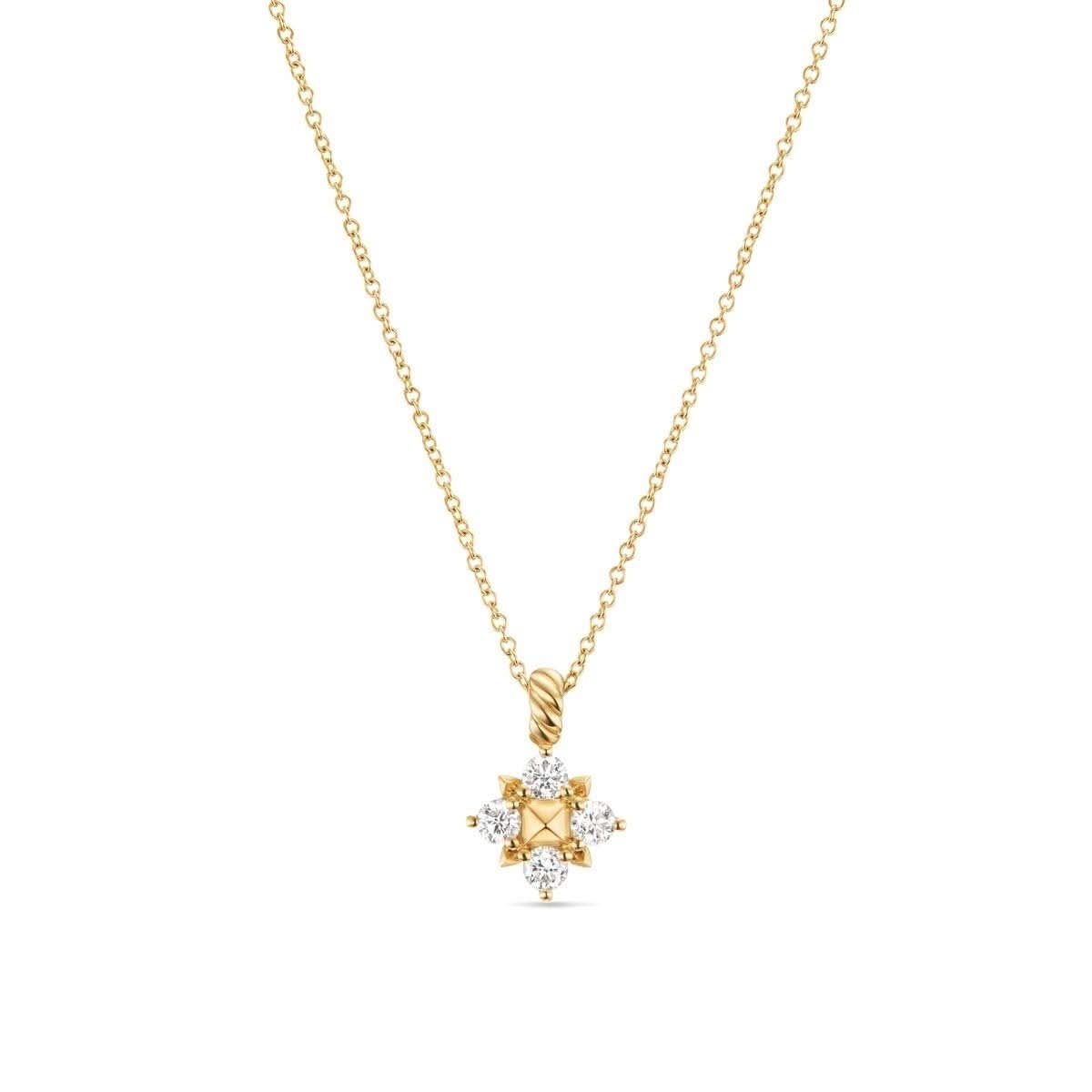 DAVID YURMAN Petite Modern Renaissance Pyramid Pendant Necklace in 18K Yellow Gold with Diamonds, 8.1mm