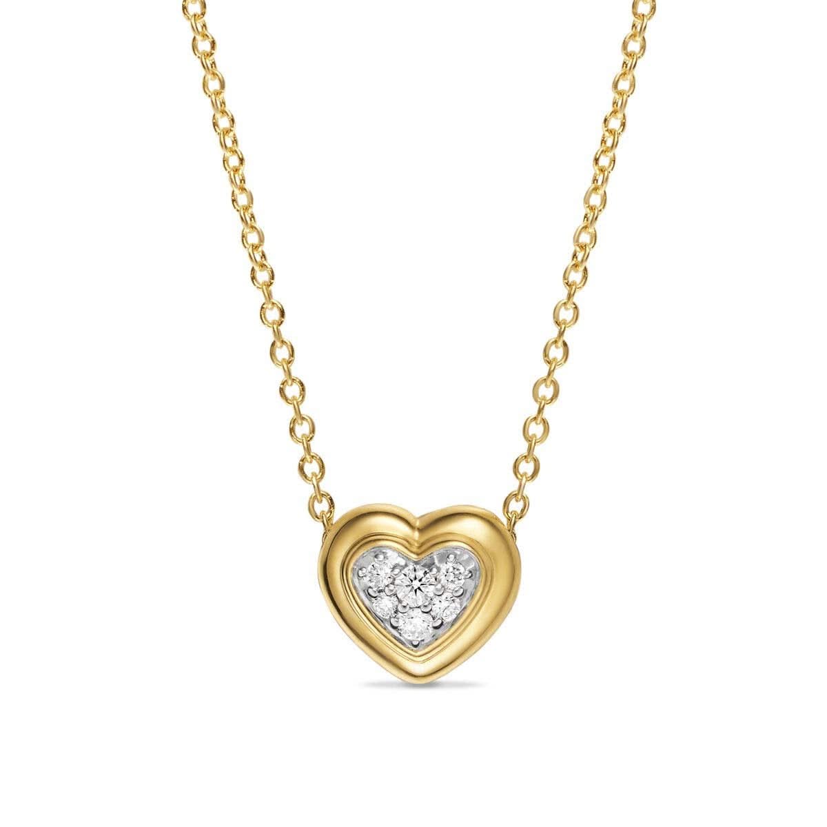 DAVID YURMAN Puffy Heart Pendant Necklace in 18K Yellow Gold with Diamonds, 7.8mm