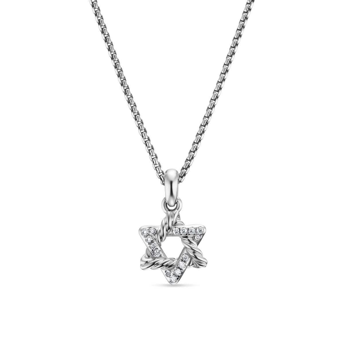 DAVID YURMAN Star of David Pendant Necklace in Sterling Silver with Diamonds, 9.6mm