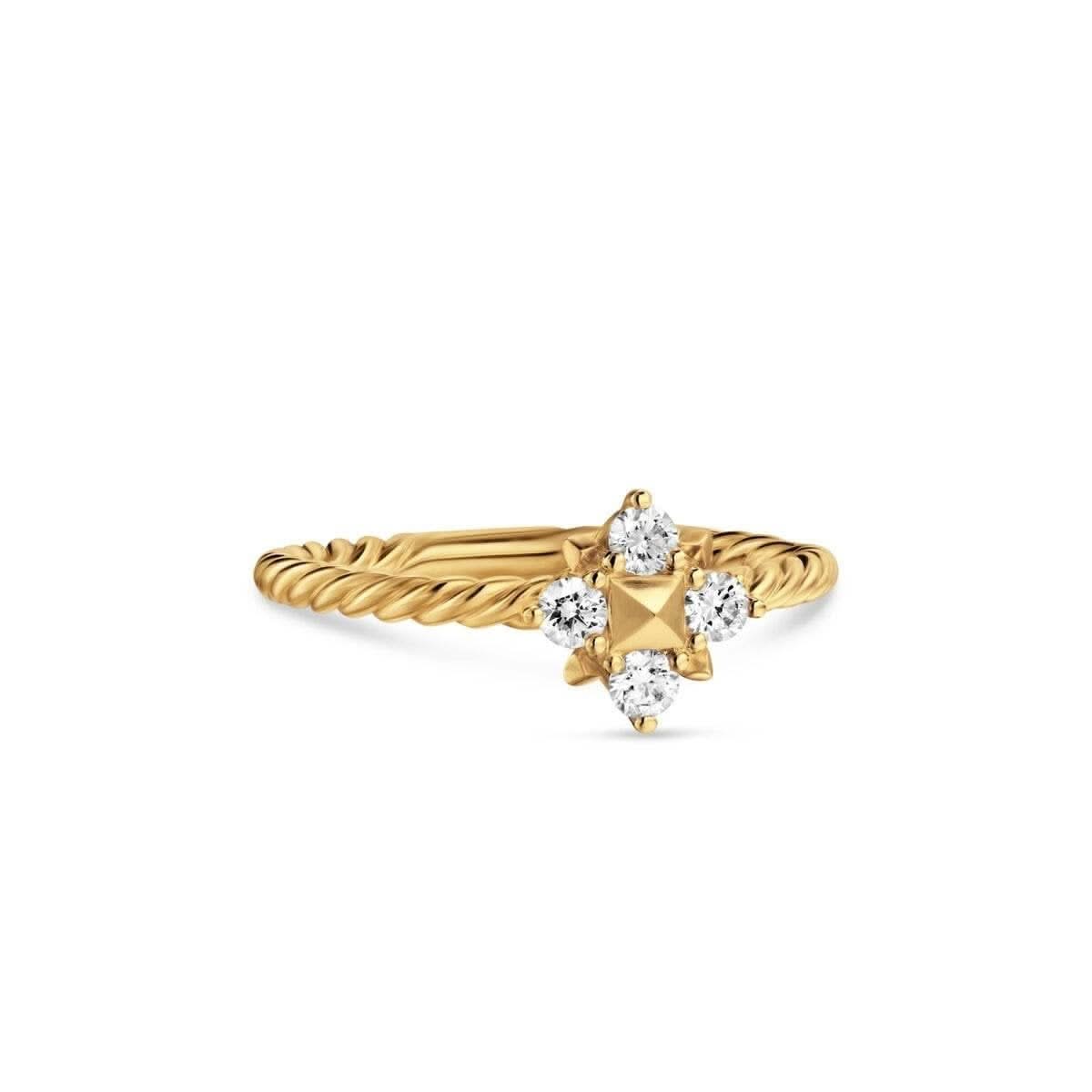 DAVID YURMAN Petite Modern Renaissance Pyramid Ring in 18K Yellow Gold with Diamonds, 1.7mm