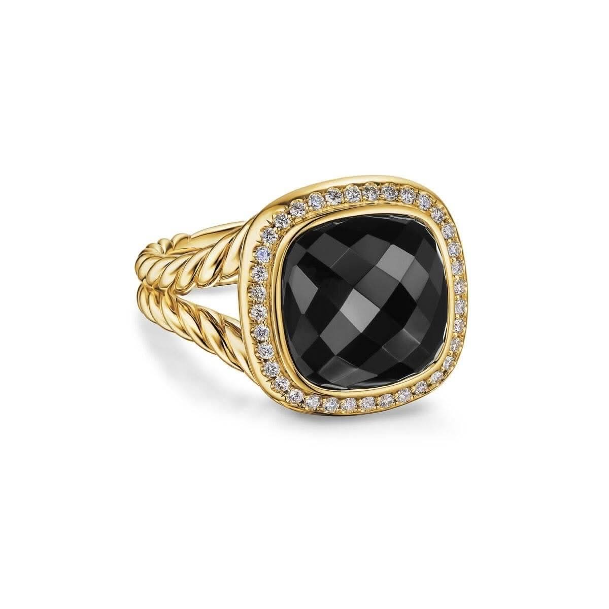DAVID YURMAN Albion® Ring in 18K Yellow Gold with Black Onyx and Diamonds, 11mm