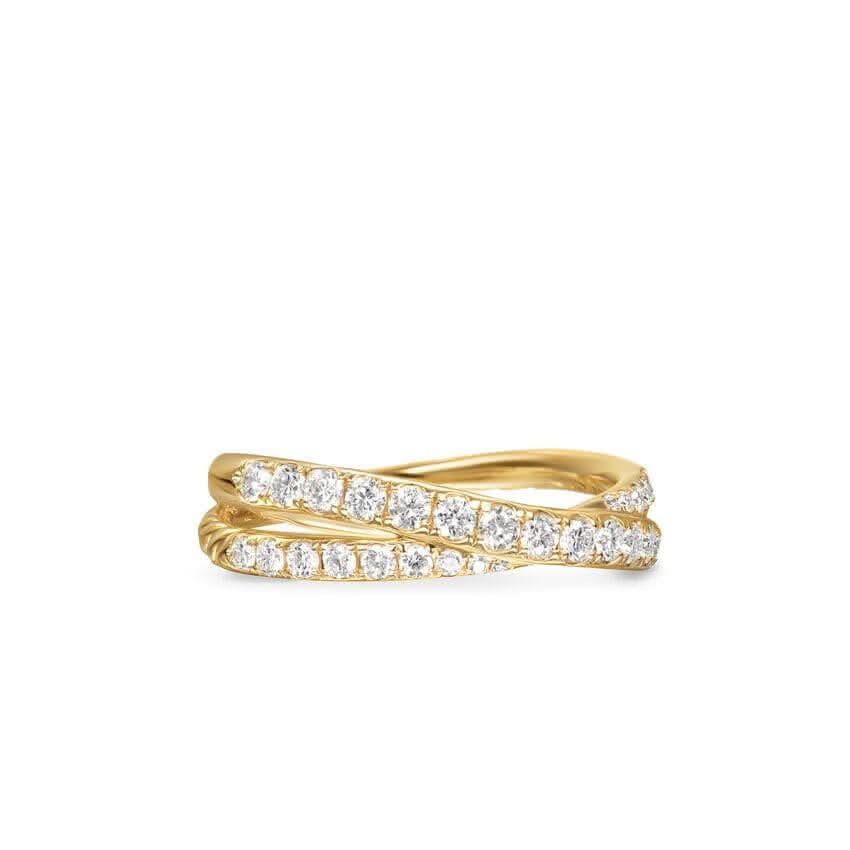 DAVID YURMAN Pavé Crossover Ring in 18K Yellow Gold with Diamonds, 6mm