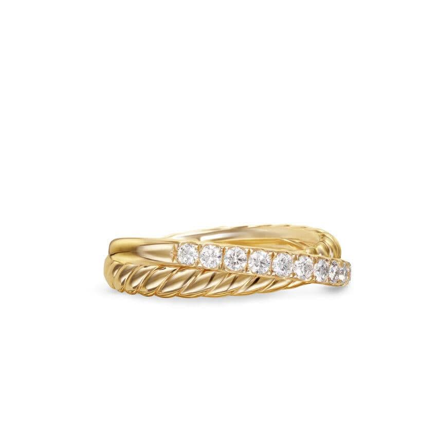 DAVID YURMAN Crossover Two Row Ring in 18K Yellow Gold with Diamonds, 5mm