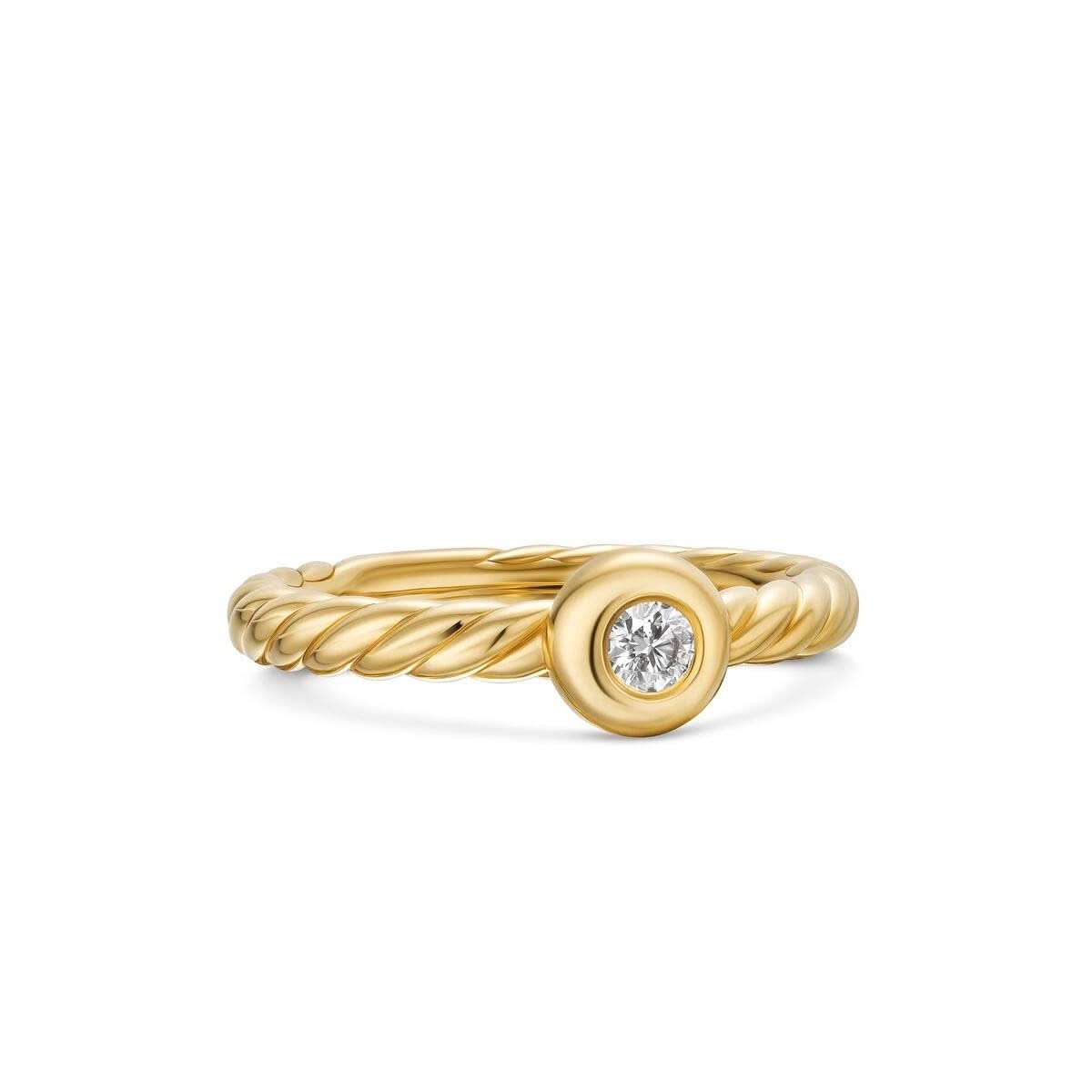 DAVID YURMAN Petite Cable Ring in 18K Yellow Gold with Center Diamond, 2.8mm