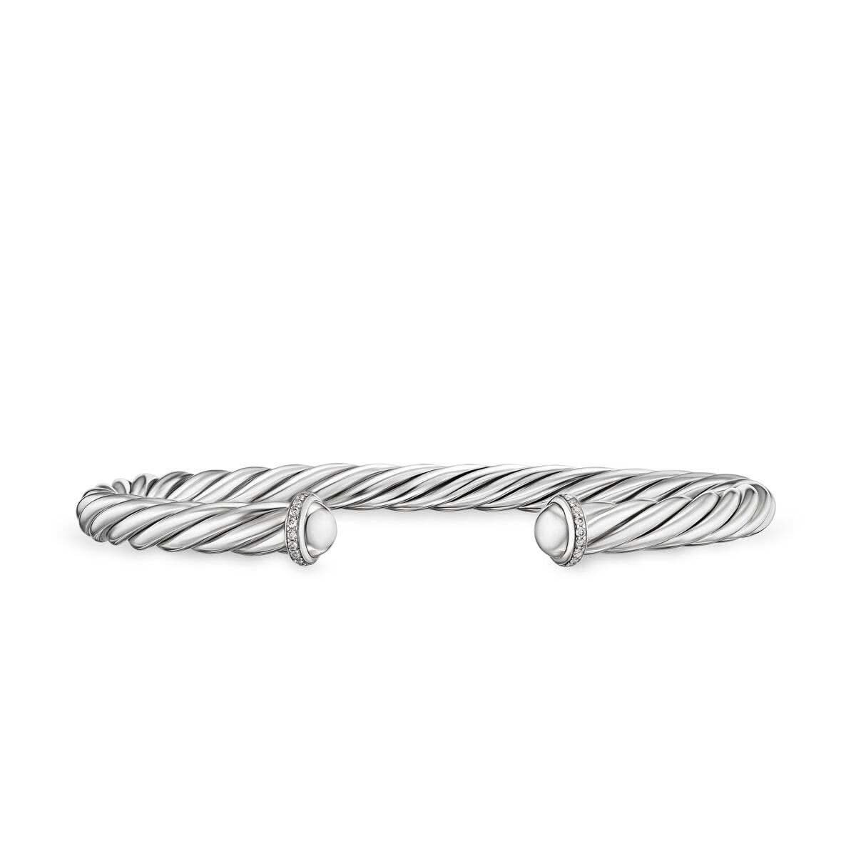 DAVID YURMAN Cable Cuff Bracelet in Sterling Silver with Pavé Diamonds, 6mm