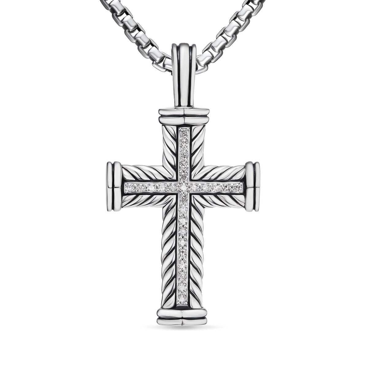 DAVID YURMAN Chevron Cross Pendant in Sterling Silver, 41.5mm