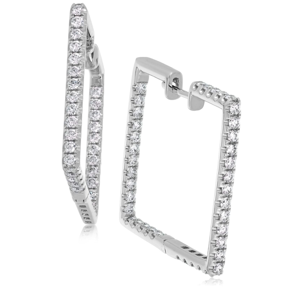 Diamond Square Inside Outside Hoop Earrings