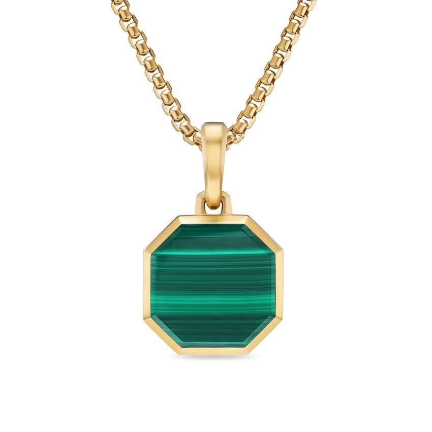 DAVID YURMAN Faceted Stone Amulet in 18K Yellow Gold with Malachite, 16mm