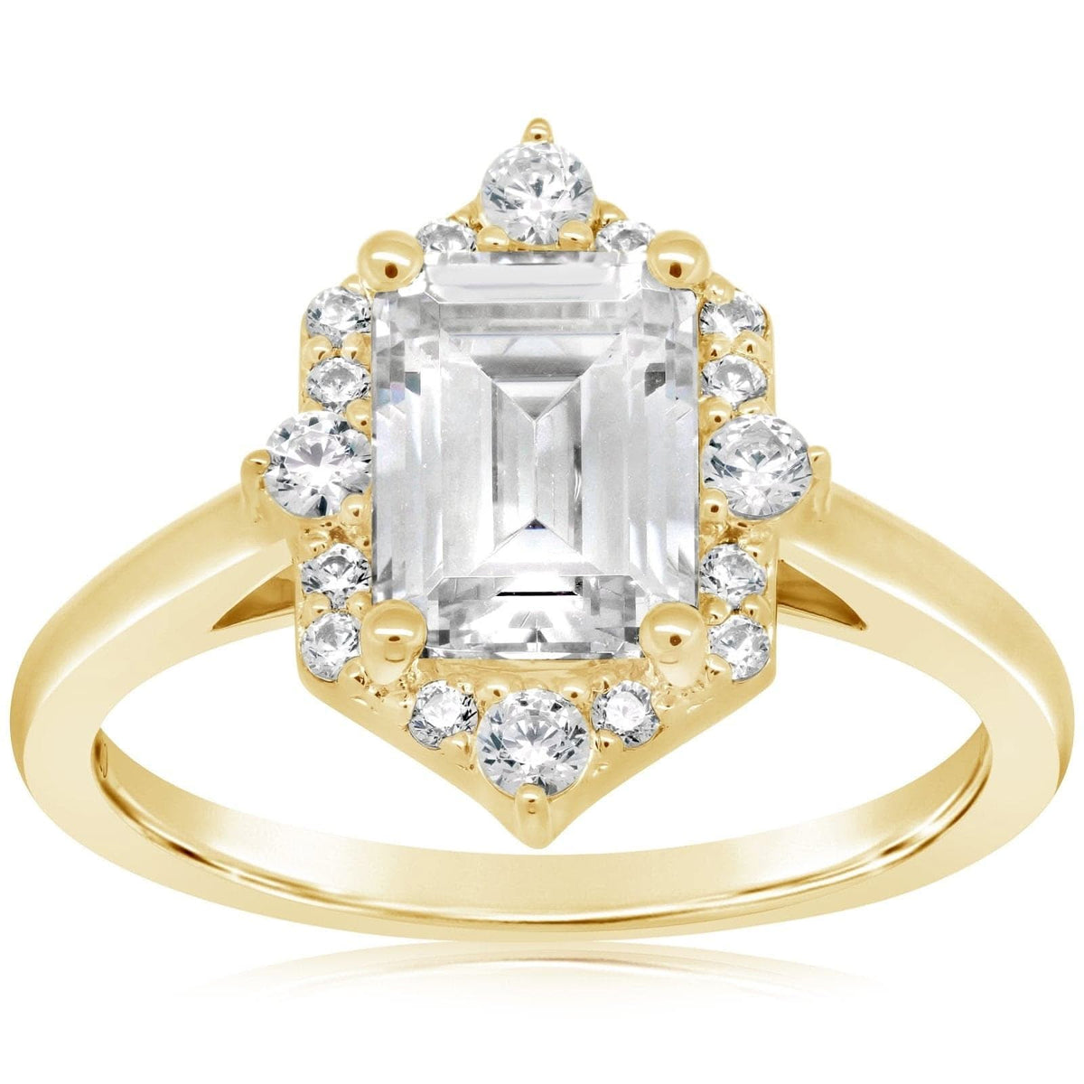 Emerald Cut Engagement Ring Setting with Alternating Halo