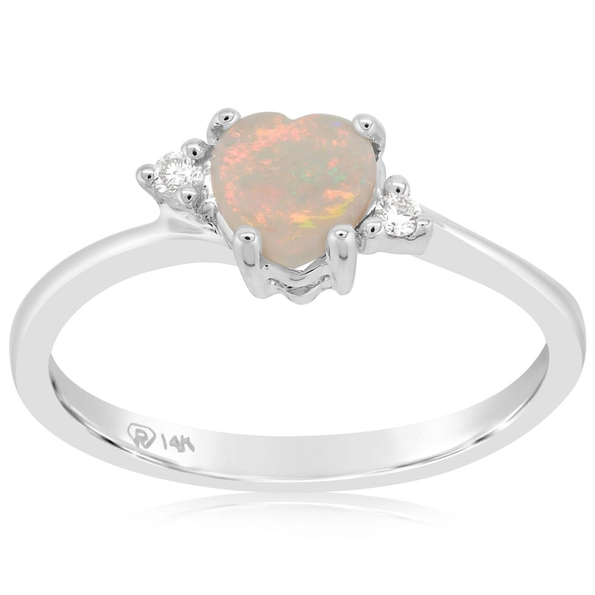 Heart Shape Opal & Diamond Ring