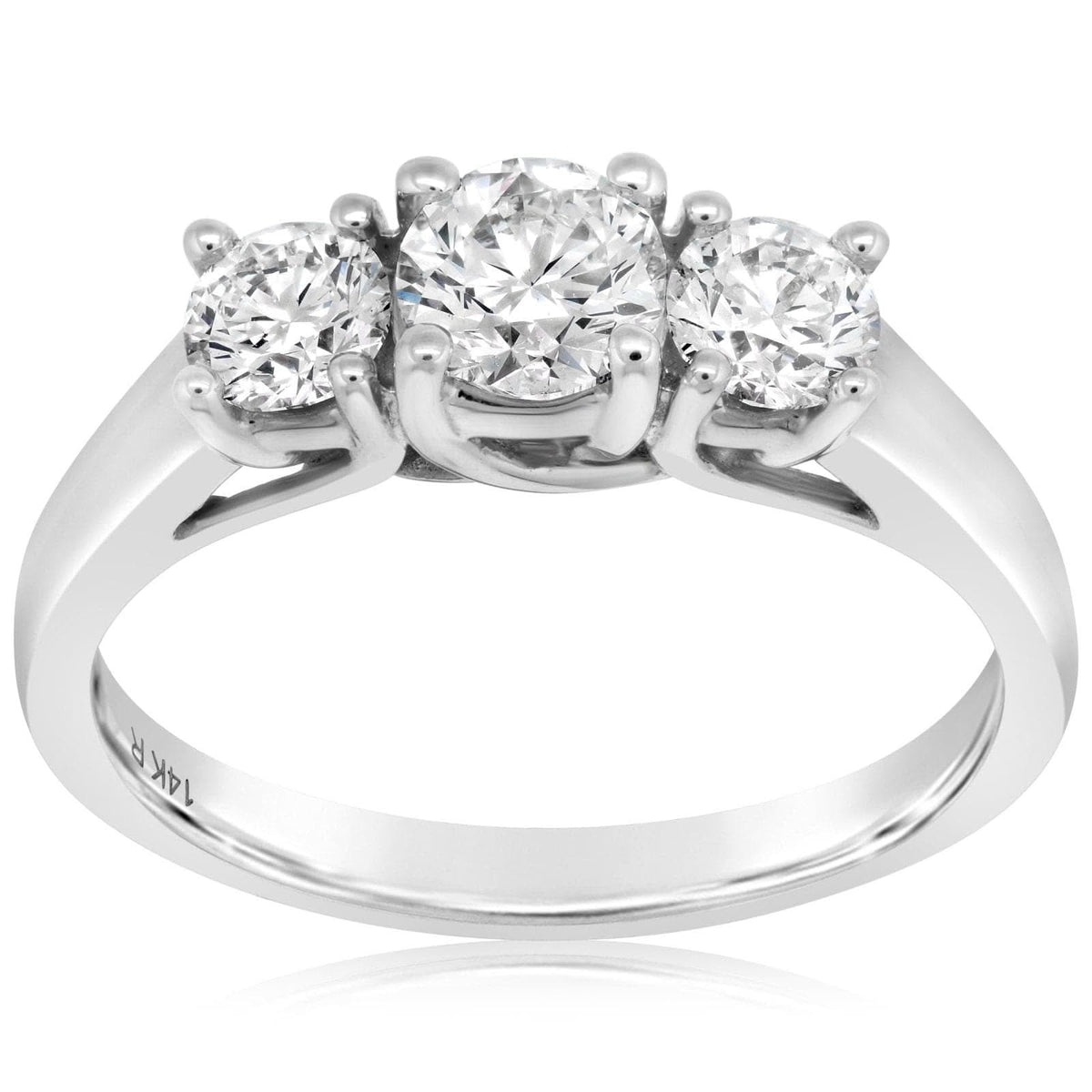 Complete 1.00 Carat Three Stone Round Diamond Engagement Ring