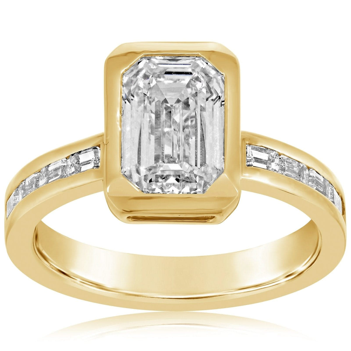 Bezel Set Emerald Cut Diamond Engagement Ring