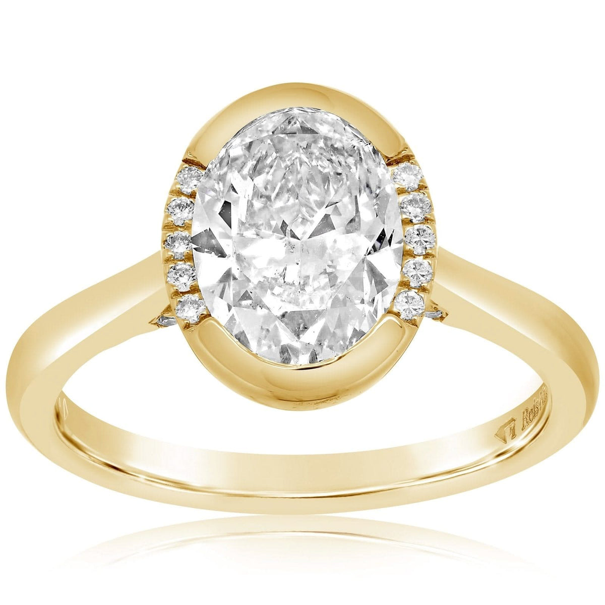 Bezel Set Oval Diamond Engagement Ring Setting