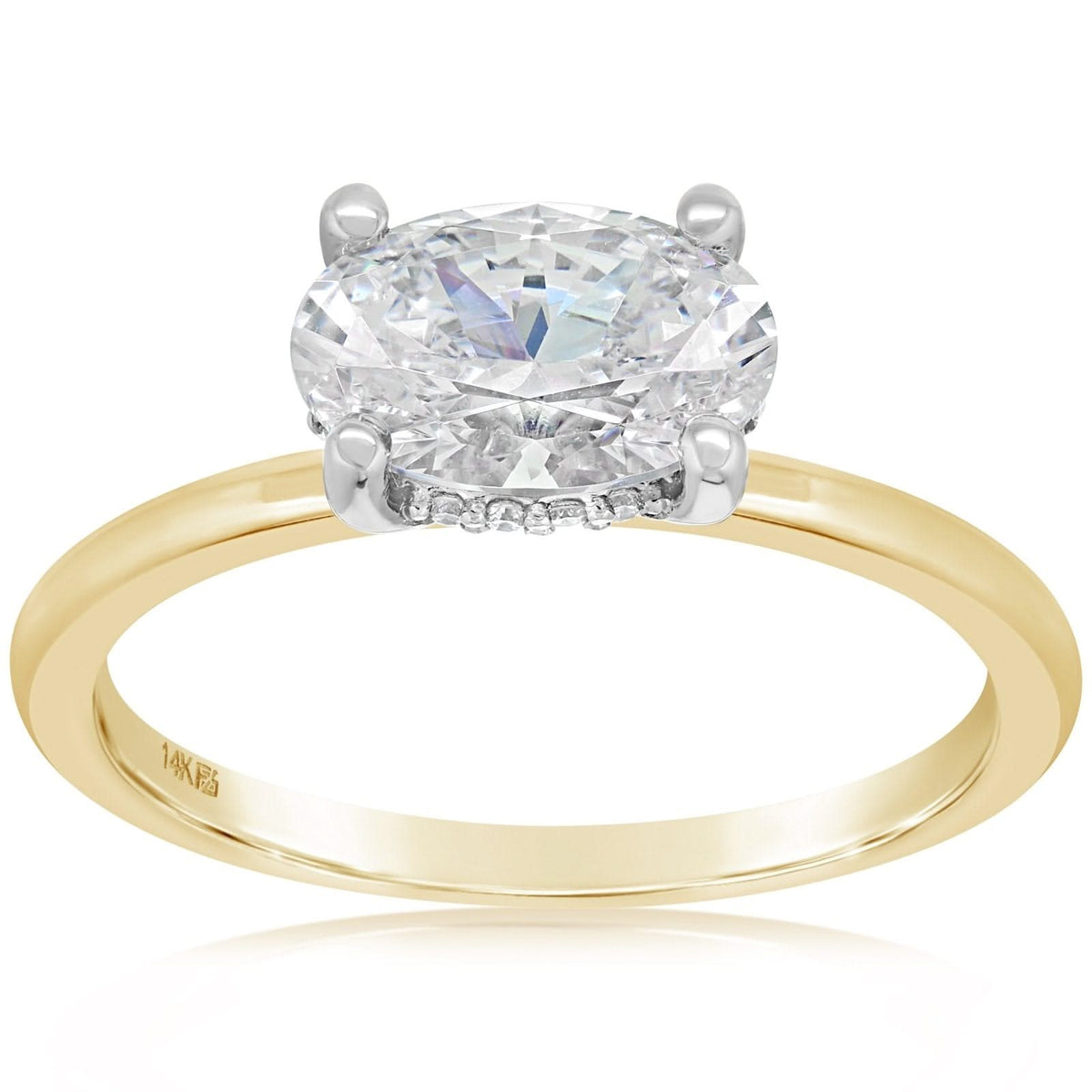 East West Oval Diamond Engagement Ring Setting